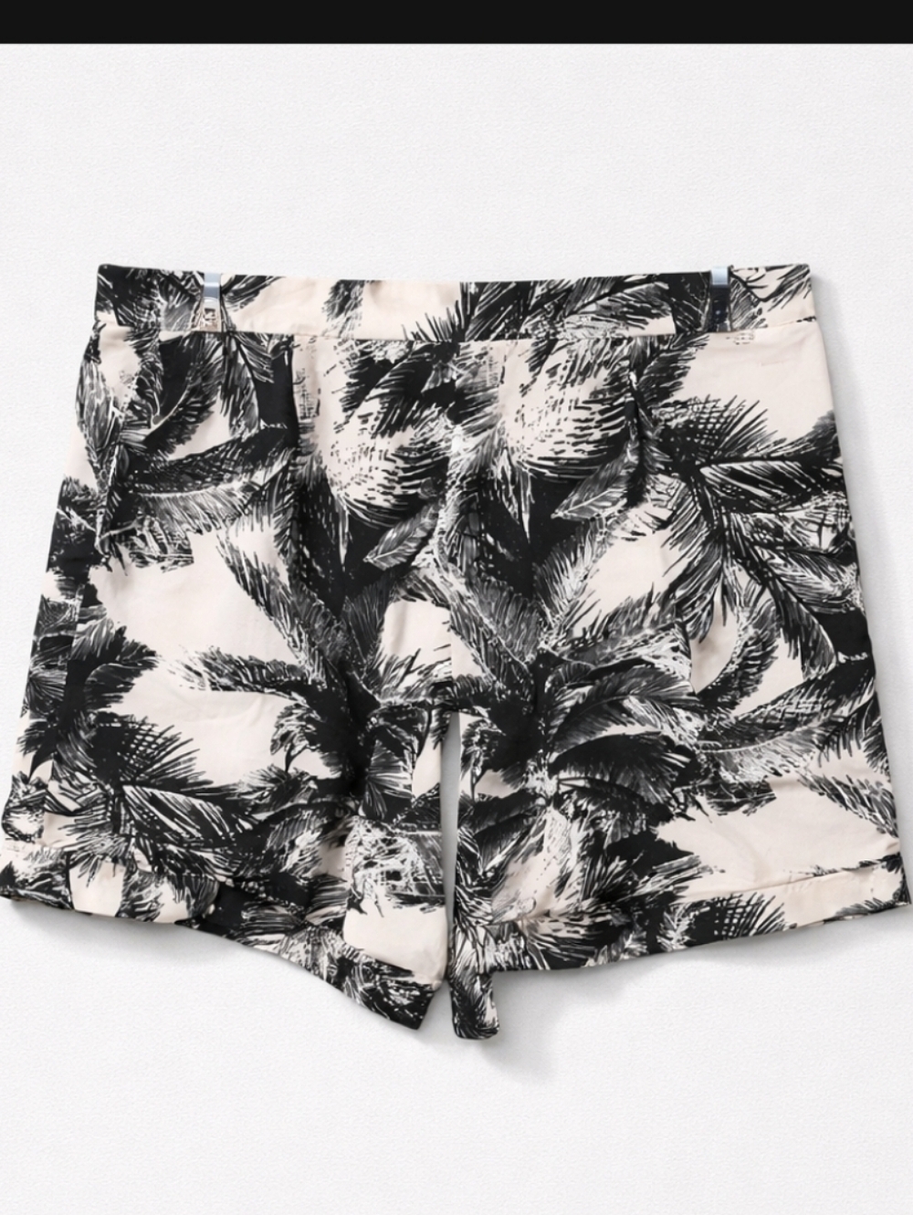 S.O.R.A.D. Shorts Palm Tree Print Black & Cream Size Large Vintage - Picture 3 of 6